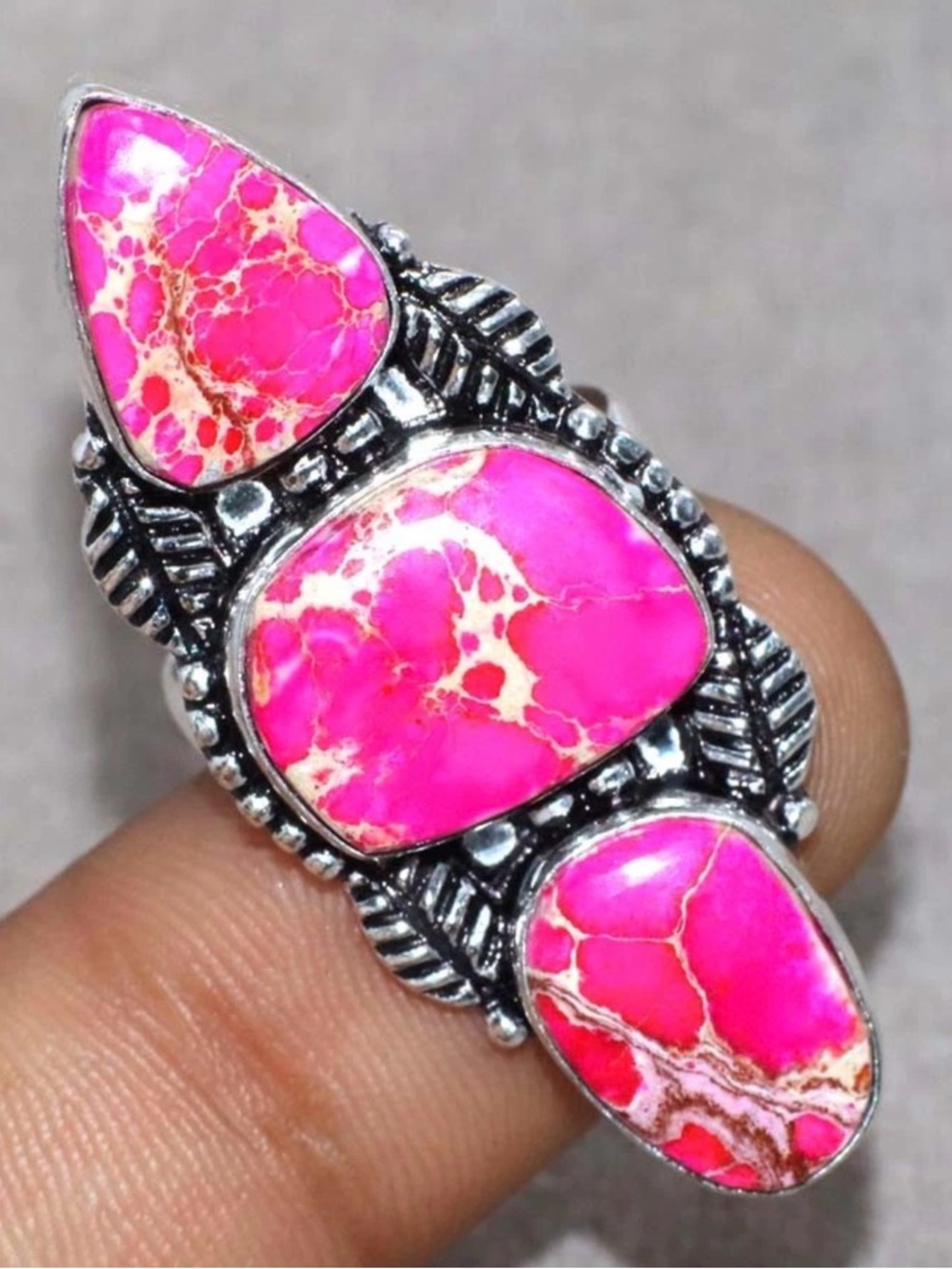 Huge Pink Sea Sediment Jasper Ring